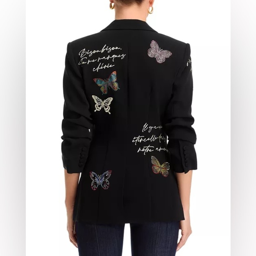 Cinq à Sept butterfly, love letter, scrunched cayenne, blazer, Elegant Black - Picture 3 of 16